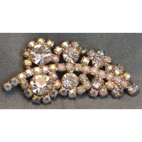 Juliana Style Large Rhinestone Leaf Brooch AB Stones - Picture 2 of 4